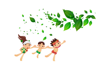 卡通孩子玩耍