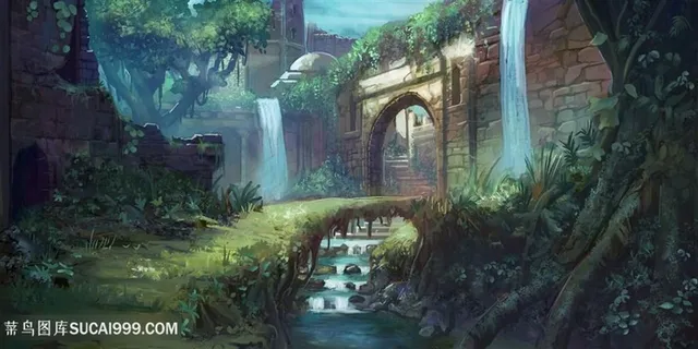 小桥流水中国风CG原画绘画图片 小桥流水中国风CG原画绘画图片