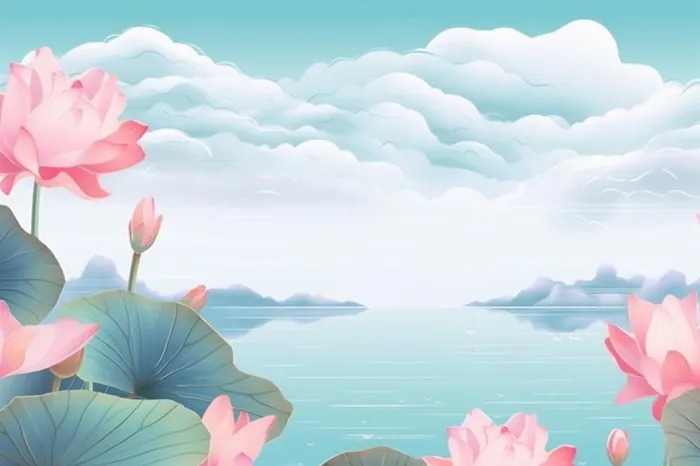水墨山水风景国风荷花背景(1344x896)