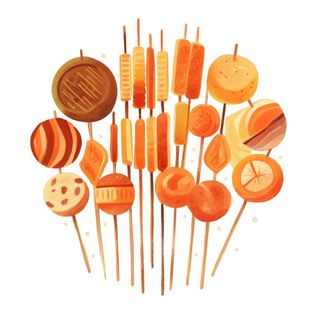 烧烤烤肉串插画免抠
