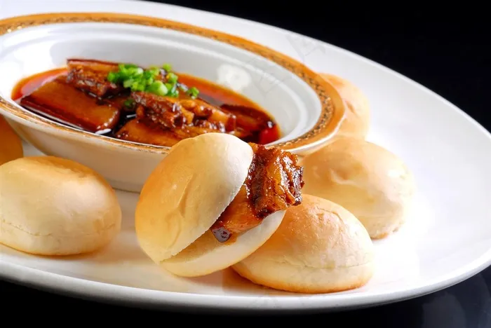 卤肉汉堡美食素材