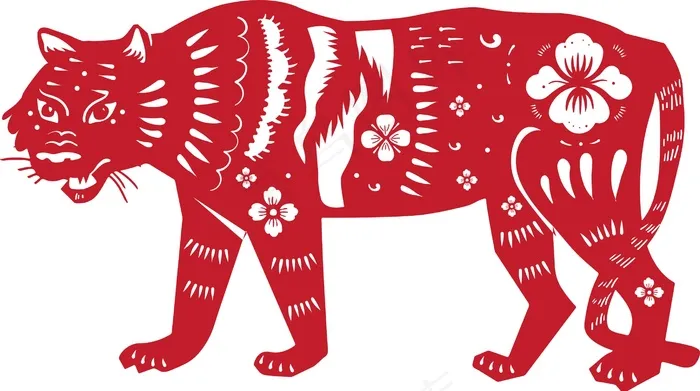 虎年剪纸窗花失量cdr矢量模版下载