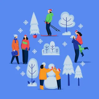 冬天服饰服装冬装穿冬装保暖冬季卡通人物男女装Ai矢量图片素材