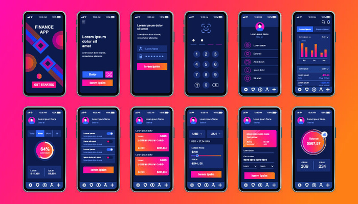 手机移动端整套APP交互UI界面套图作品集EPS矢量图设计素材