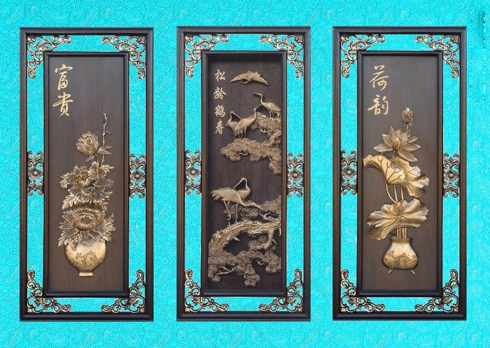 中国风花纹玄关背景墙图片