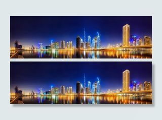 城市建筑物夜景高清摄影图片