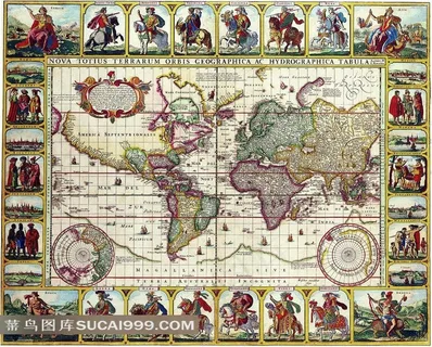 欧洲经典人物插图地图高清素材