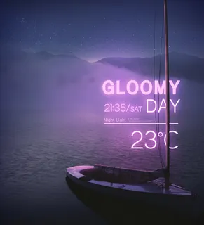 黑夜中的幻彩霓虹灯海报PSD分层素材