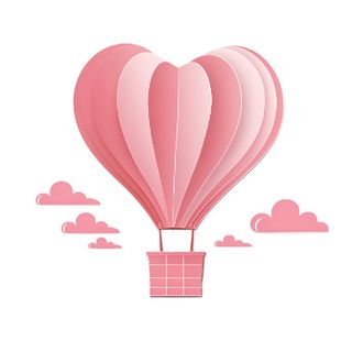爱心热气球粉色免抠