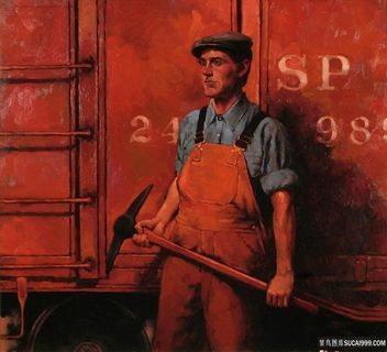 工人西方人物油画装饰画