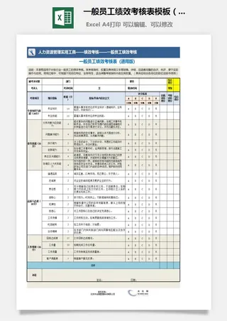 一般员工绩效考核表模板（通用版）