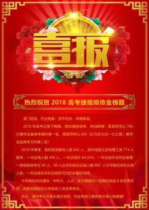 喜报战报海报贺喜金榜题名