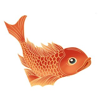 手绘烫金国潮中国风卡通锦鲤鱼金鱼插画装饰元素PSD设计素材