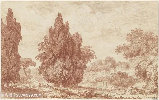 简约素描树林美景装饰画 简约素描树林美景装饰画