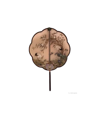 复古实物团扇仙鹤扇子免扣图