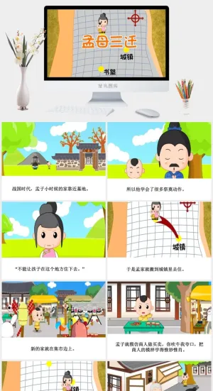 孟母三迁成语故事ppt模板ppt模版预览图