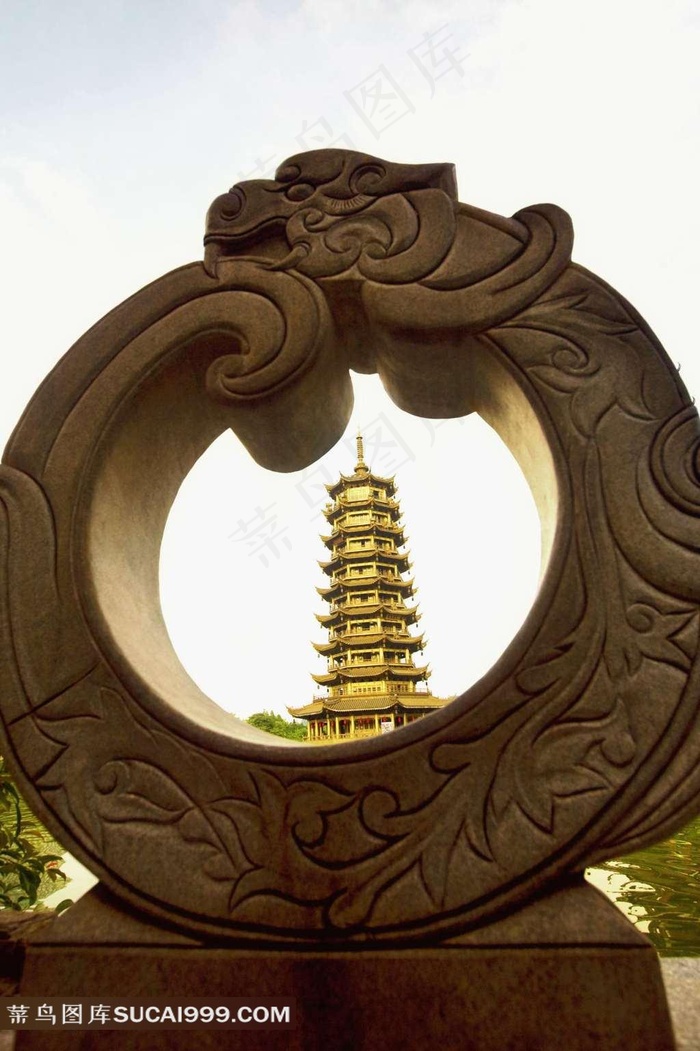 桂林两江四湖日月塔摄影素材