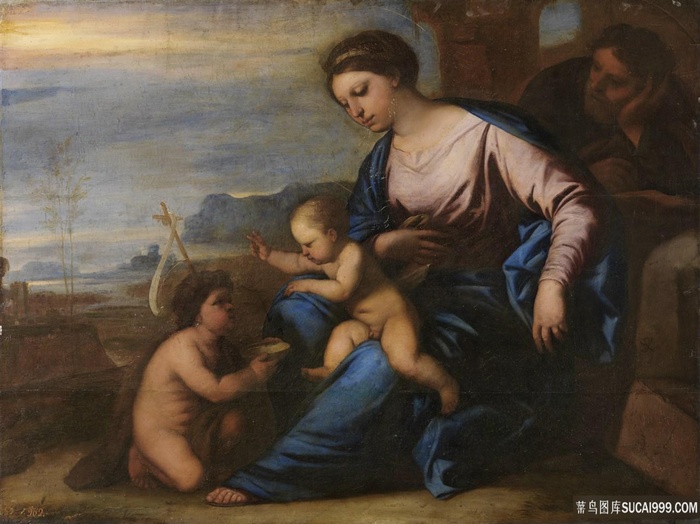 母子唯美人物油画