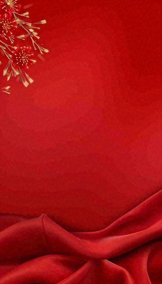 中国红喜庆烟花丝绸丝带，节日背景