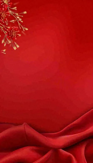 中国红喜庆烟花丝绸丝带，节日背景