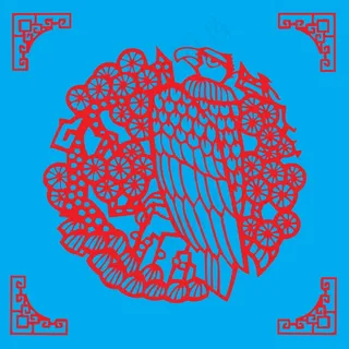 老鹰剪纸 剪纸风元素