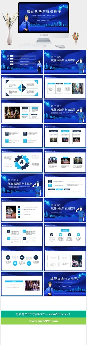 城管执法与执法程序主题PPT预览图