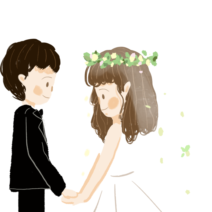 婚纱卡通人物婚礼白纱结婚婚纱摄影手绘