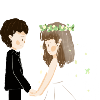 婚纱卡通人物婚礼白纱结婚婚纱摄影手绘