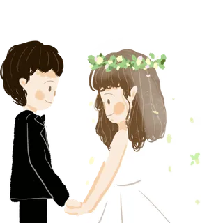 婚纱卡通人物婚礼白纱结婚婚纱摄影手绘