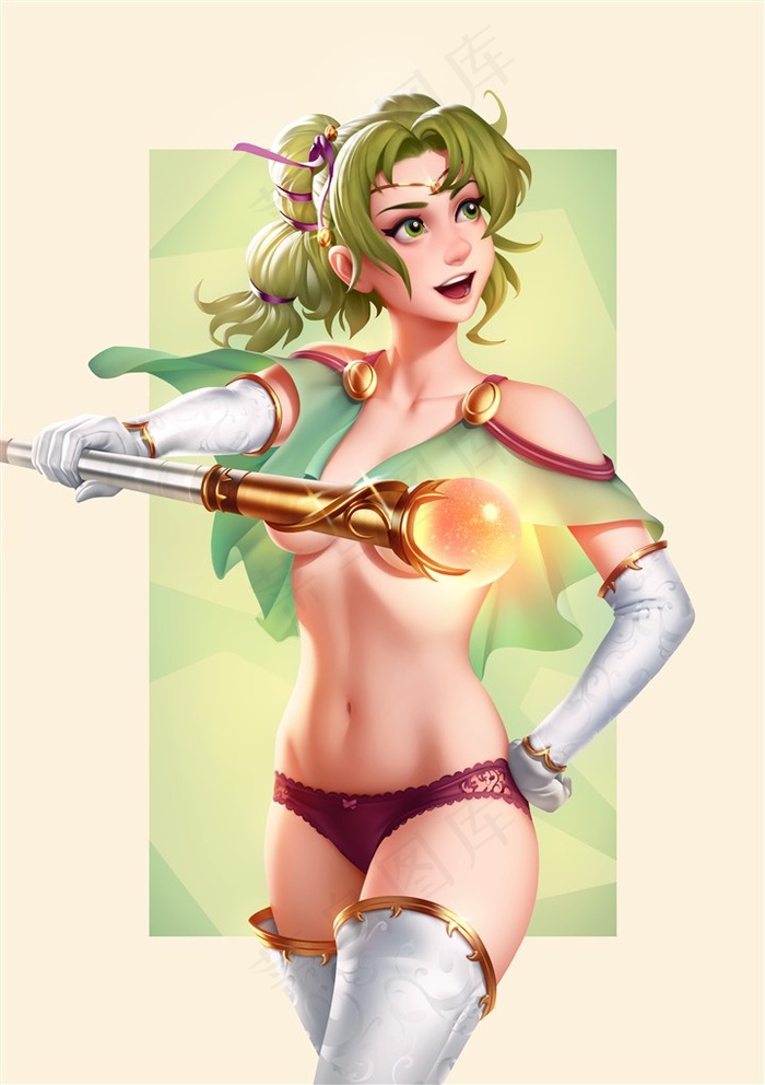 手拿权杖性感美女动漫图片