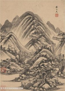 明代画家王鉴仿黄子久山水国画图片 明代画家王鉴仿黄子久山水国画图片