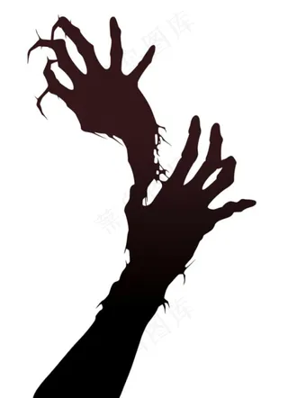 骷髅手恐怖万圣节插画素材免抠