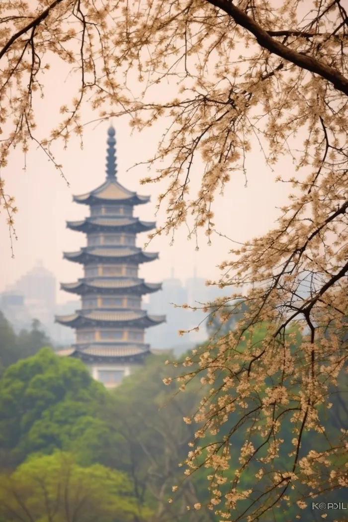 秋季风光下的宝塔摄影图
