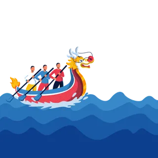 端午节男子站起来赛龙舟免扣元素