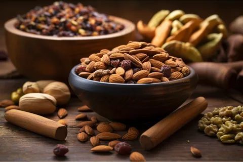 坚果干果装盘摄影图 坚果干果装盘摄影图