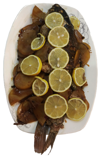 柠檬红烧鱼酱汁鱼免抠摄影元素素材