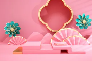 中国风古典喜庆C4D背景图3D国潮场景促销活动海报PSD设计素材模板