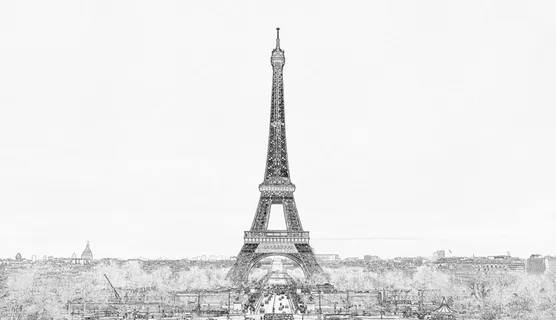 巴黎铁塔线稿风格图