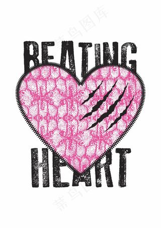 斑驳英文字 爱心抓痕