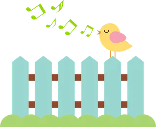 卡通栅栏简笔小鸟春季谷雨