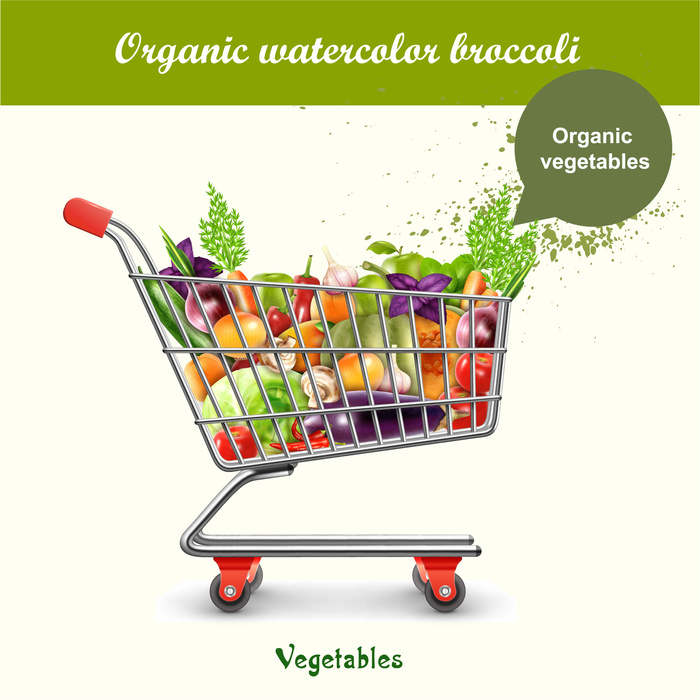 蔬菜设计矢量素材卡通食物新鲜绿色蔬菜