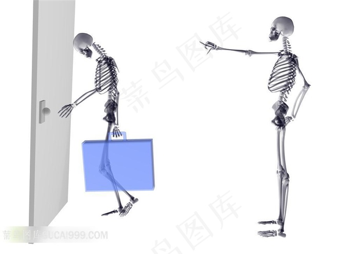 提包开门的人体骨架高清素材
