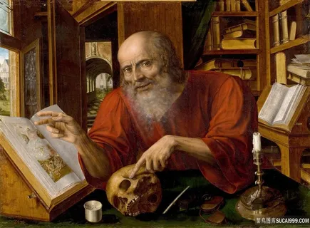 白胡须老人书房油画装饰画 白胡须老人书房油画装饰画