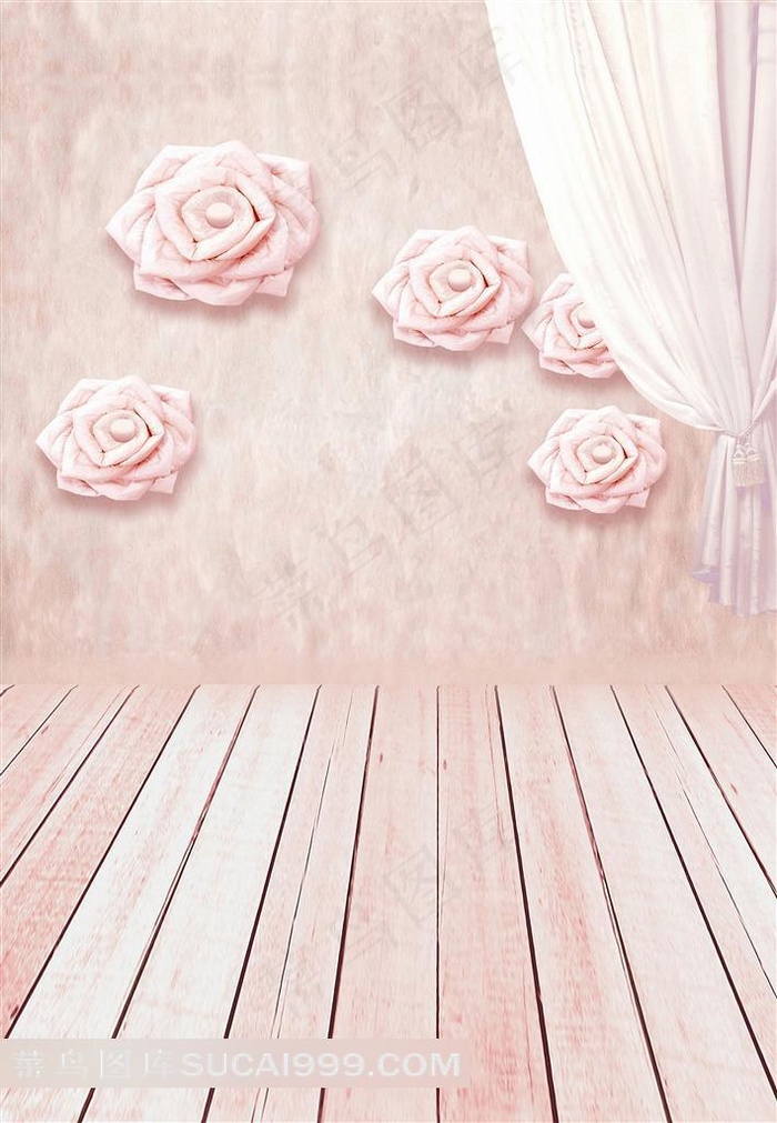 花朵木地板摄影背景图片