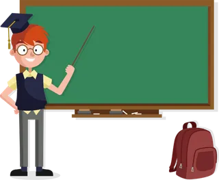 少儿兴趣班黑板绿色卡通老师素材
