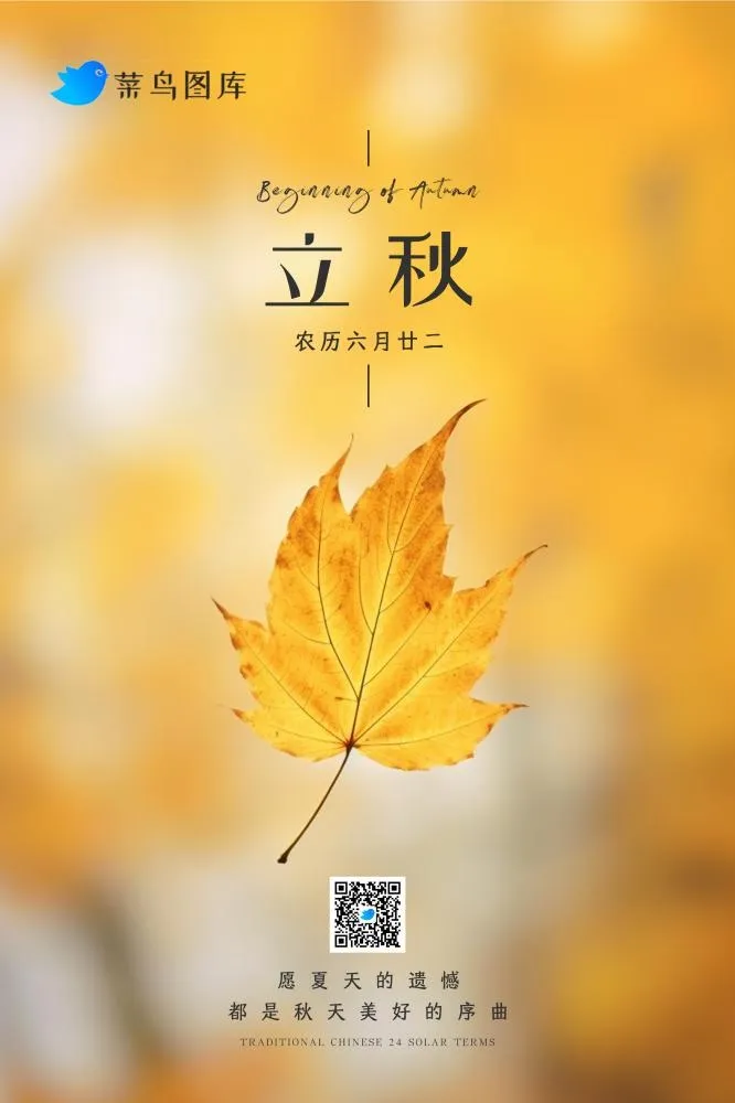 立秋秋天落叶黄色温馨节气海报(2362x3543)psd模版下载