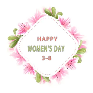手绘妇女节粉色花卉挂画