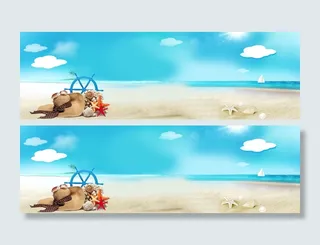 沙滩大海景色PSD素材