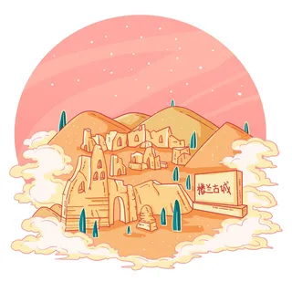 国潮风旅游建筑城市地标景区北京上海插图插画元素素材设计模板