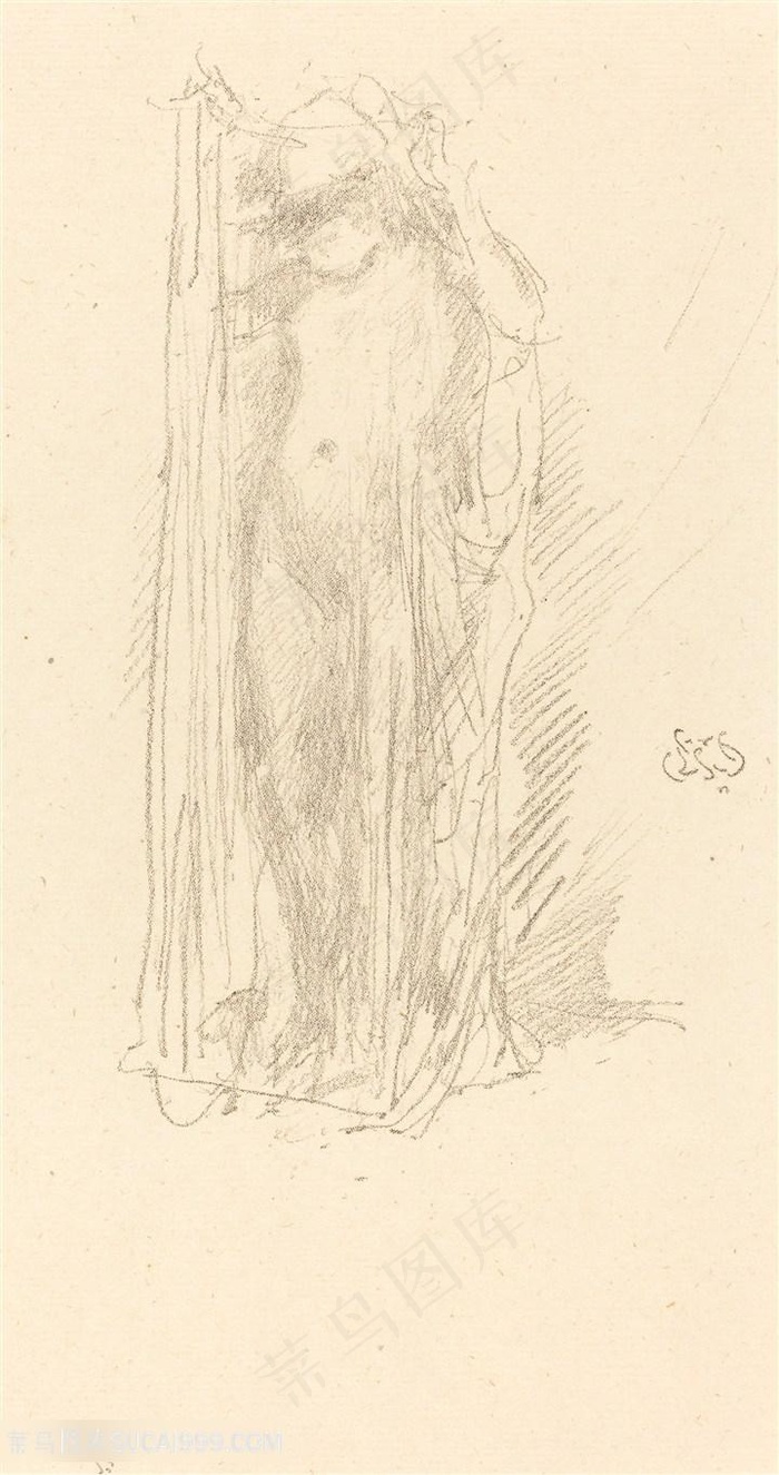 惠斯勒素描手绘人物装饰画